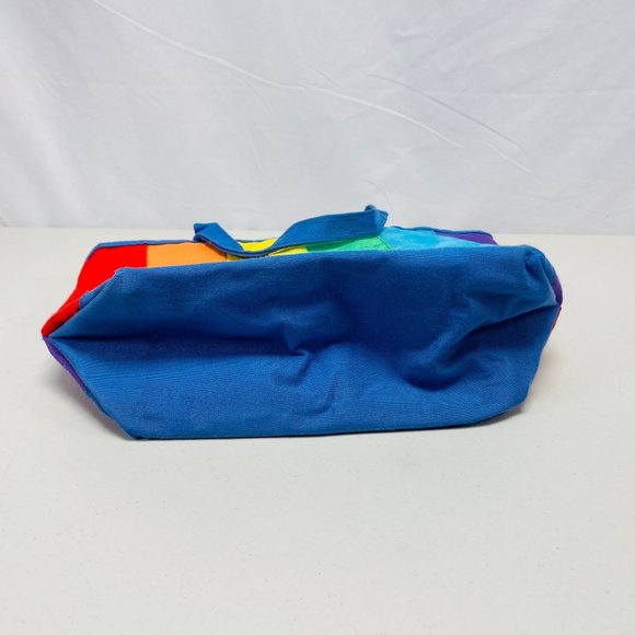 Vintage Rainbow Color Small Tote Bag Purse Airborne Zip Closure - Picture 8 of 10